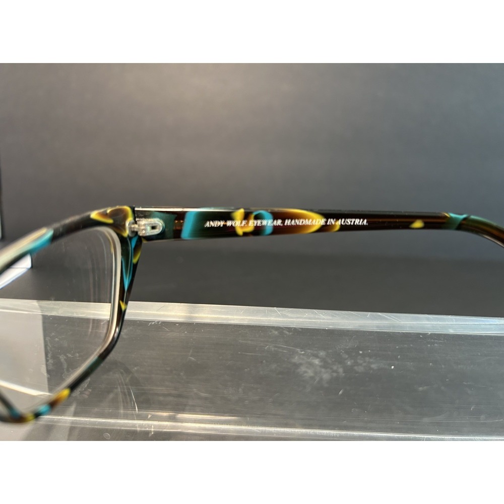 Andy Wolf 5011 Col. M Vintage Cat Eye Eyeglass Frames 53-13 Teal Amber Swirl - Picture 5 of 6
